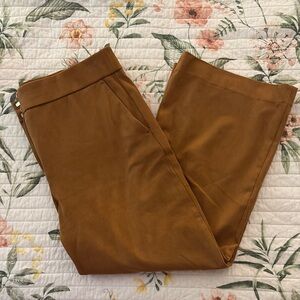 J. Crew Women's Faux Suede Hayden Wide Leg Crop Pants in Camel Brown